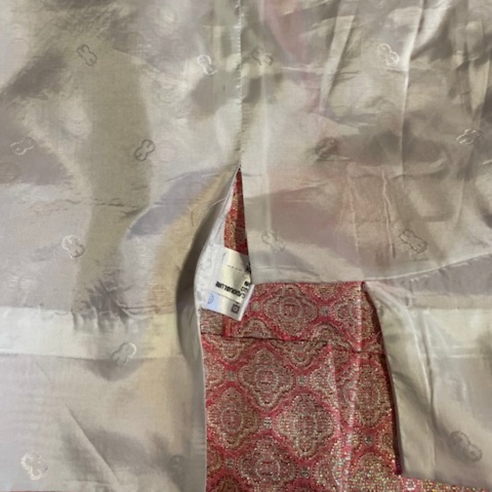 Escada Sz 36 Pink, Sliver, Gold Strapless Brocade Evening Dress - Picture 9 of 15